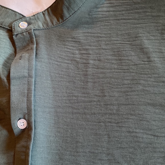 MISSLOOK sage color crinkled silky blouse never worn. Measurements in pics. - Picture 6 of 12